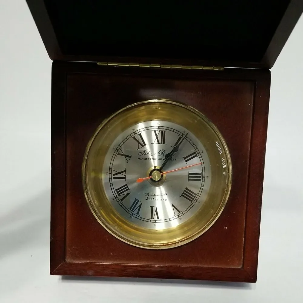 John Poole - England -‎ Desk Clock  Wooden Box Tested